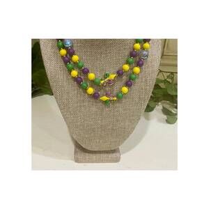 NEW JHP COLLECTION women's classic mardi gras beaded necklace with extender in p